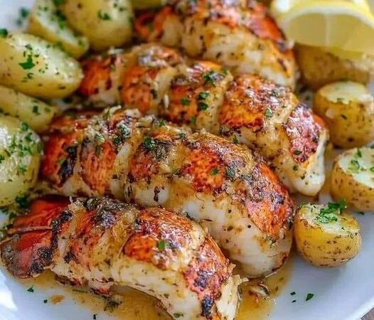 Lemon Garlic Lobster Tail with Parmesan Potatoes